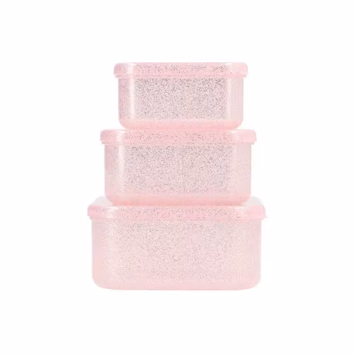 3 Lunchlådor Glitter Rosa