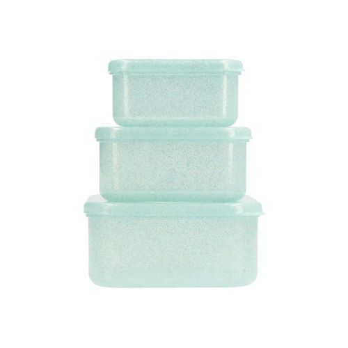 3 Lunchlådor Glitter Turkos