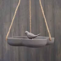 Earthy Anthracite Bamboo Hanging Bird Bath/Feeder