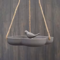 Earthy Anthracite Bamboo Hanging Bird Bath/Feeder