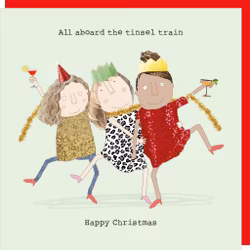 Card Xmas Tinsel Train