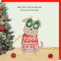 Card Xmas Dog Bright