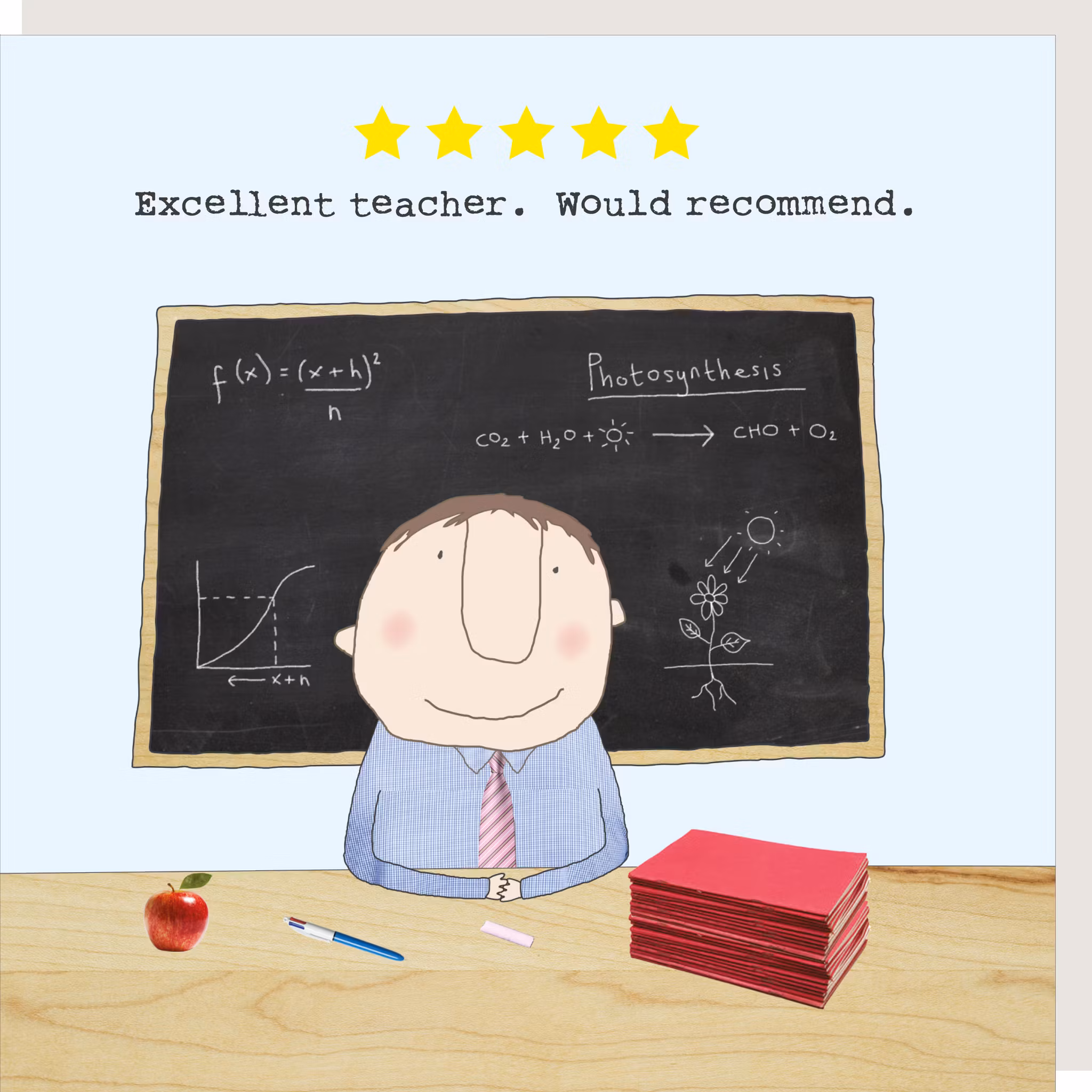 Card Five Star Teacher Boy
