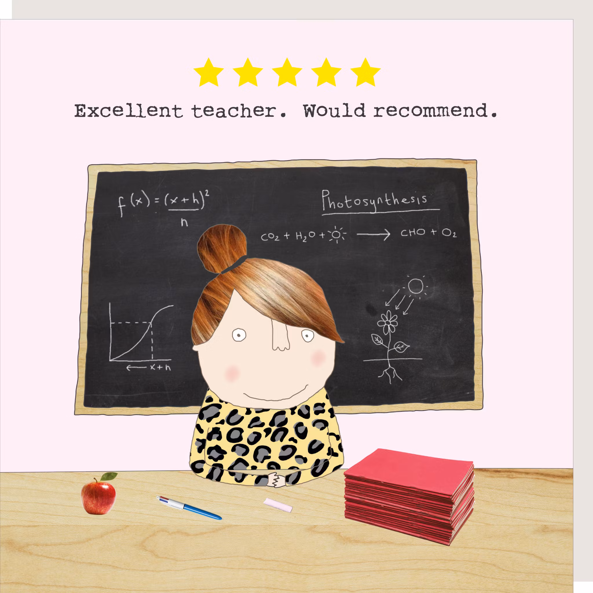Card Five Star Teacher Girl