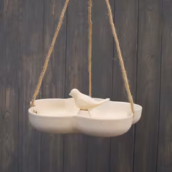 Earthy Anthracite Bamboo Hanging Bird Bath/Feeder