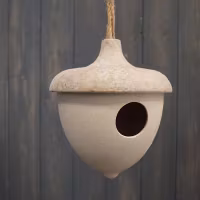 Earthy Natural Bamboo Hanging Acorn Birdhouse