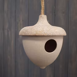 Earthy Natural Bamboo Hanging Acorn Birdhouse