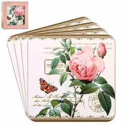 Redoute Rose Coaster 4-pack