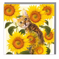 Card Full Bloom Bengal Cat and Sunflowers