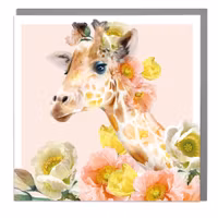 Card Full Bloom Giraffe and Poppies