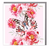 Card Full Bloom Butterfly and Peonies