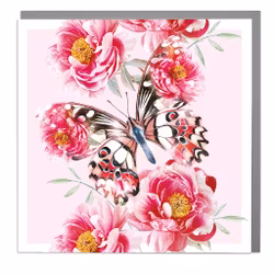 Card Full Bloom Butterfly and Peonies