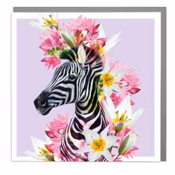 Card Full Bloom Zebra and Fancy Flowers