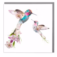 Card Wildlife Botanical Two Hummingbirds