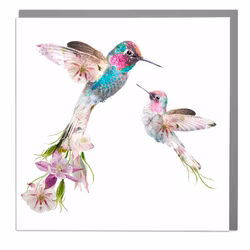 Card Wildlife Botanical Two Hummingbirds