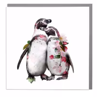 Card Wildlife Botanical Hugging Penguins