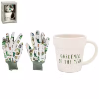 Green Fingers Plant Pot Mug & Gloves Set