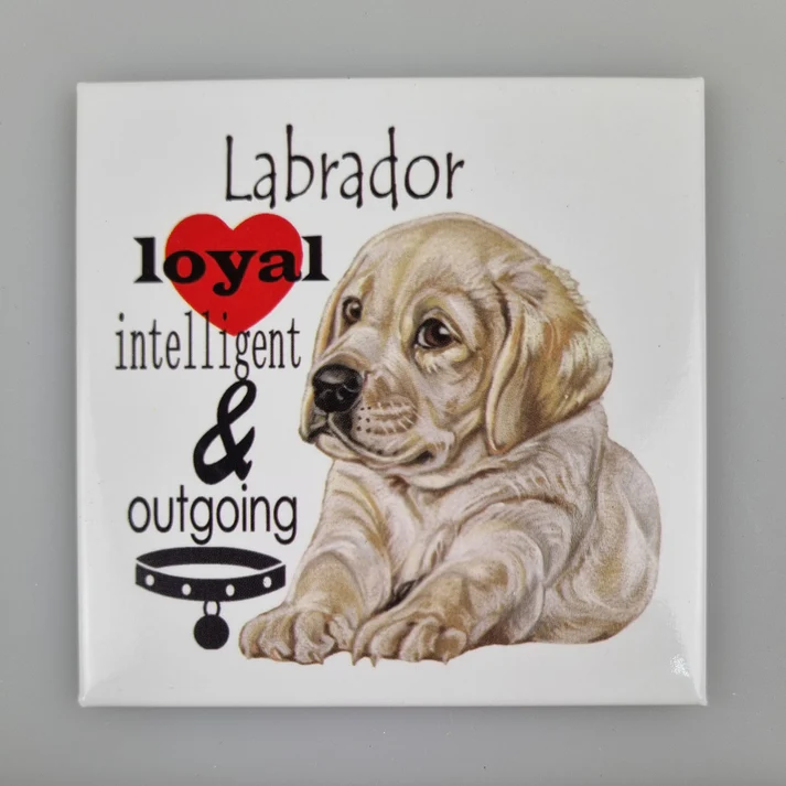 Fridge Magnet Blond Labrador w text