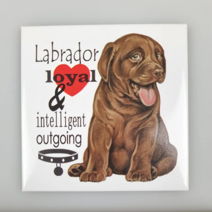 Fridge Magnet Brown Labrador w text
