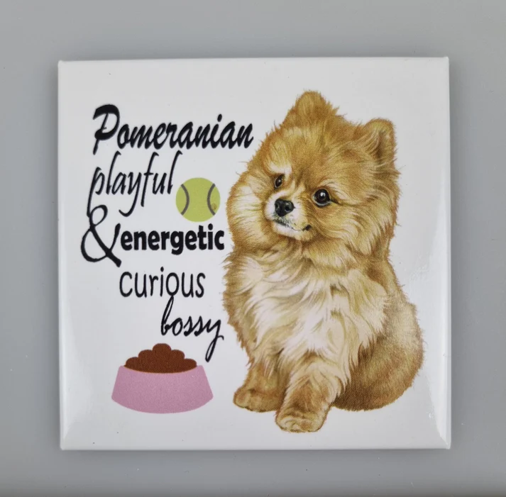 Fridge Magnet Pomeranian w text