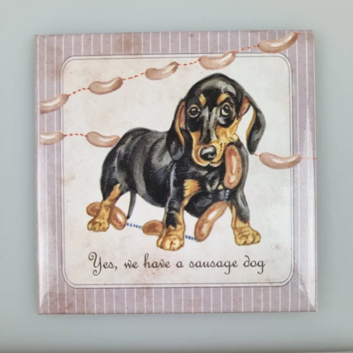Fridge Magnet Dachshund w Sausages