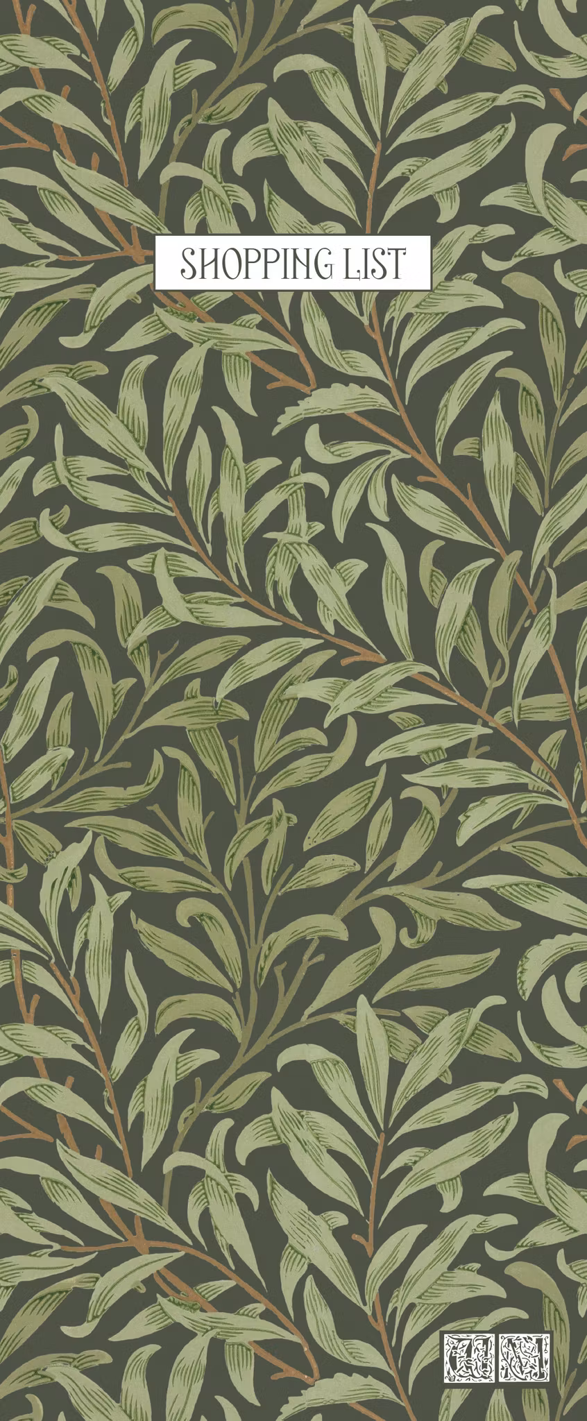 William Morris - Willow & Rose Shoppinglist