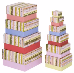 Linear Floral Square Nested Boxes