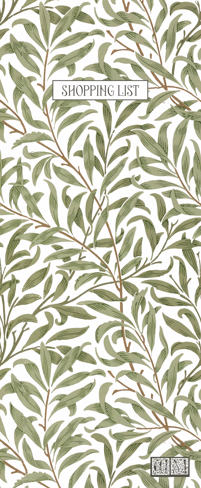 William Morris - Willow & Rose Shoppinglist