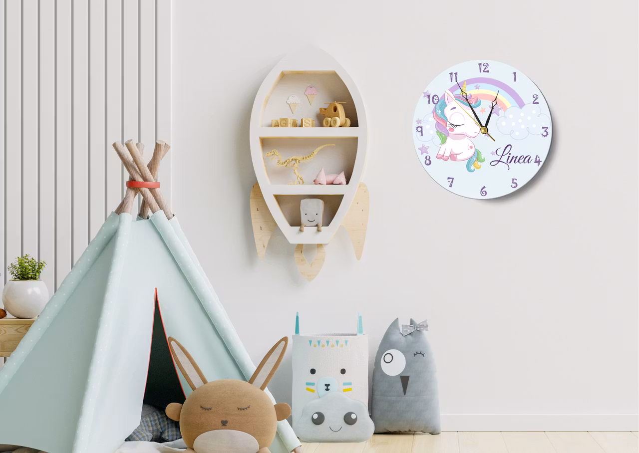 Väggklocka- barn - Unik Enhörning