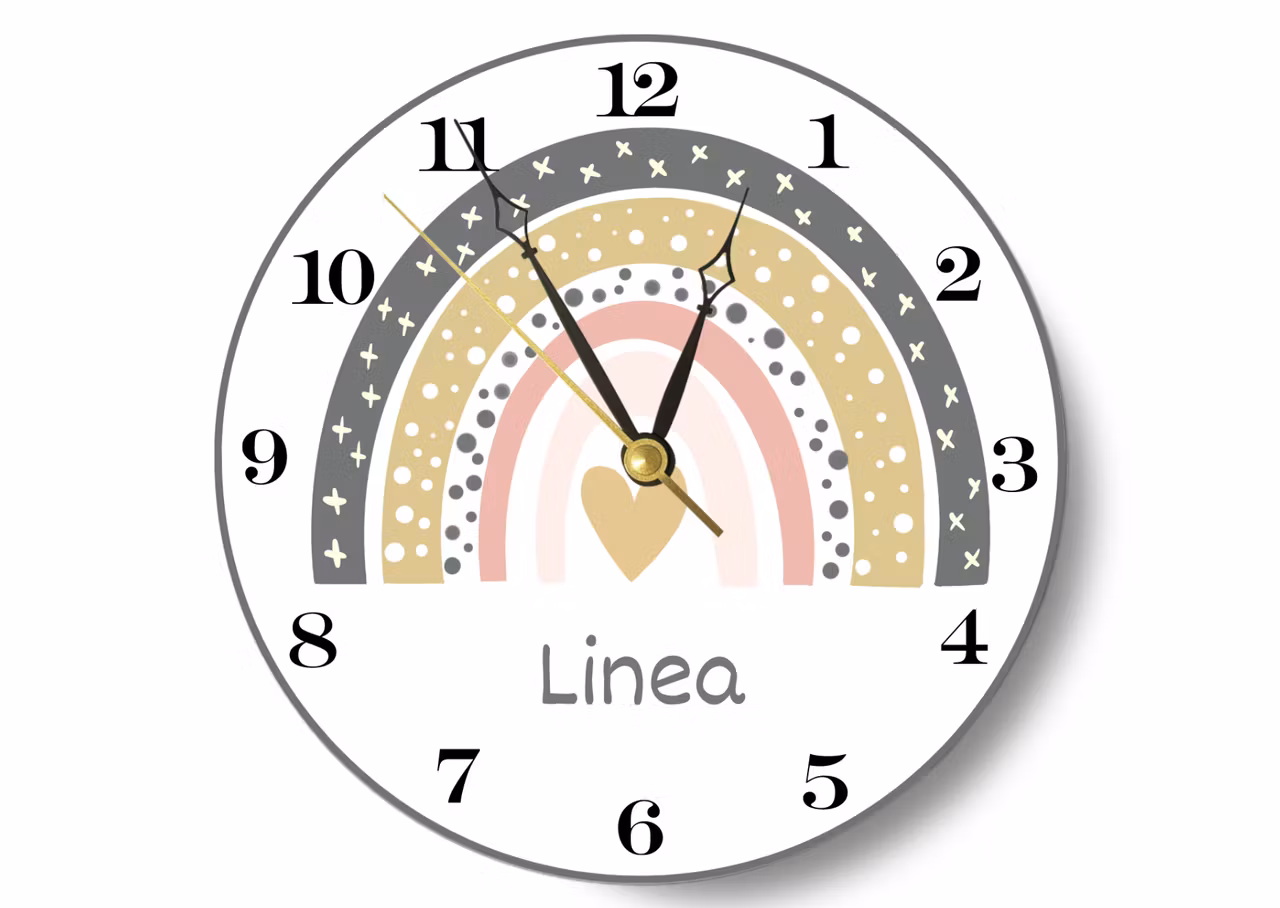 Väggklocka- barn- Regnbåge