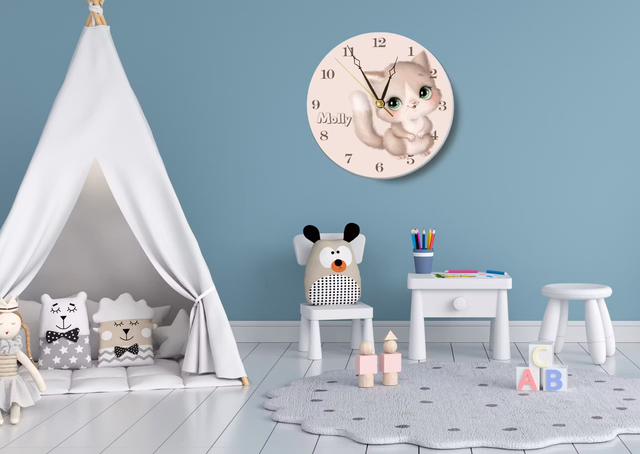 Väggklocka-barn-  Misse