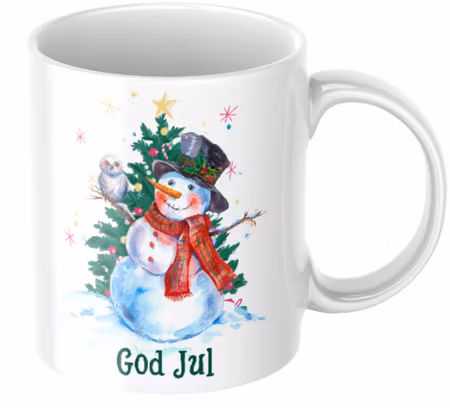 Gullig Snögubbe -Vintermugg - Julmugg