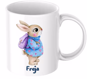 Kanin -Personlig mugg för barn -Barnmugg