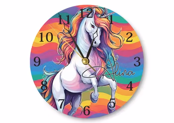 Regnbåge Enhörning- Väggklocka för barn