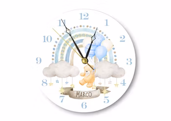 Väggklocka till babyrum - pojke -Väggklocka för barn
