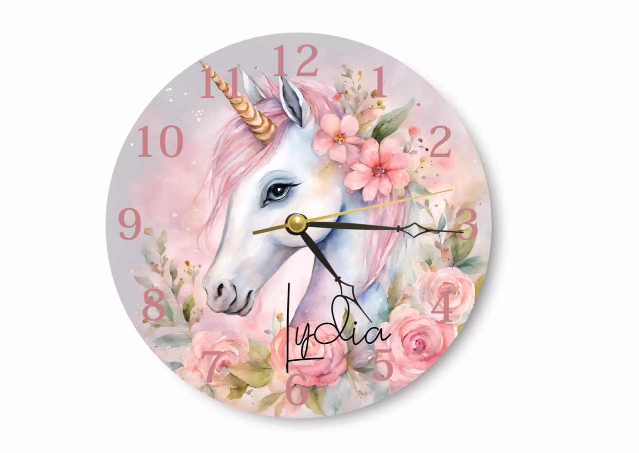 Väggklocka- barn - Unikorn