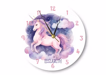 Väggklocka för barn - Enhörning