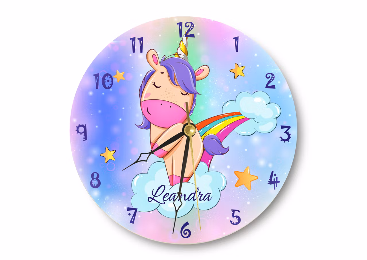 Väggklocka för barn - Söt Enhörning