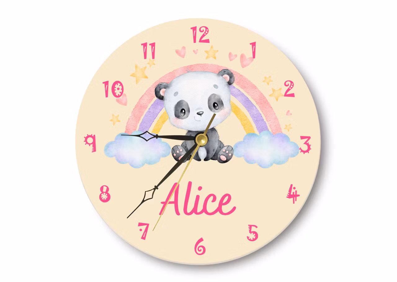 Väggklocka till barnrum - Regnbåge