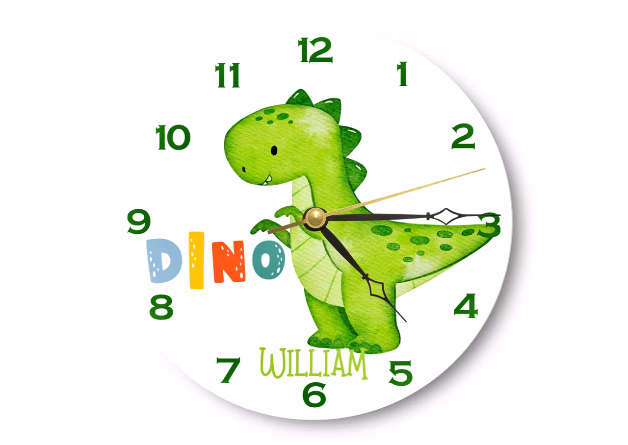 Väggklocka för barn - Dinobaby