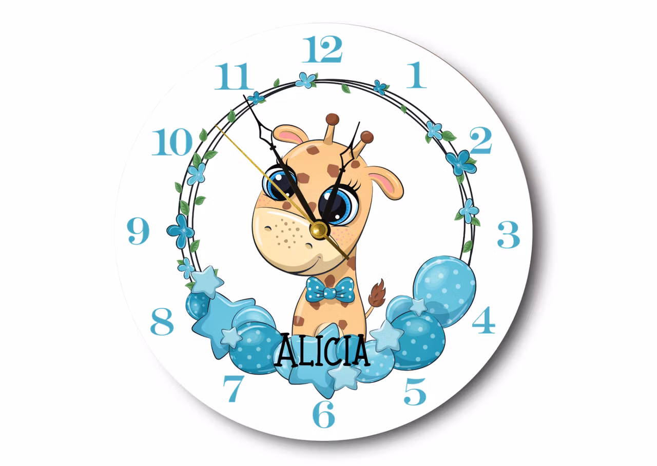 Väggklocka - barn - Giraff - Panda