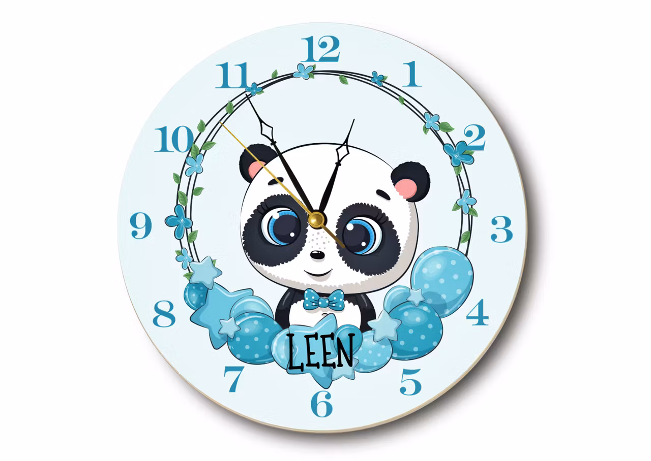 Väggklocka - barn - Giraff - Panda