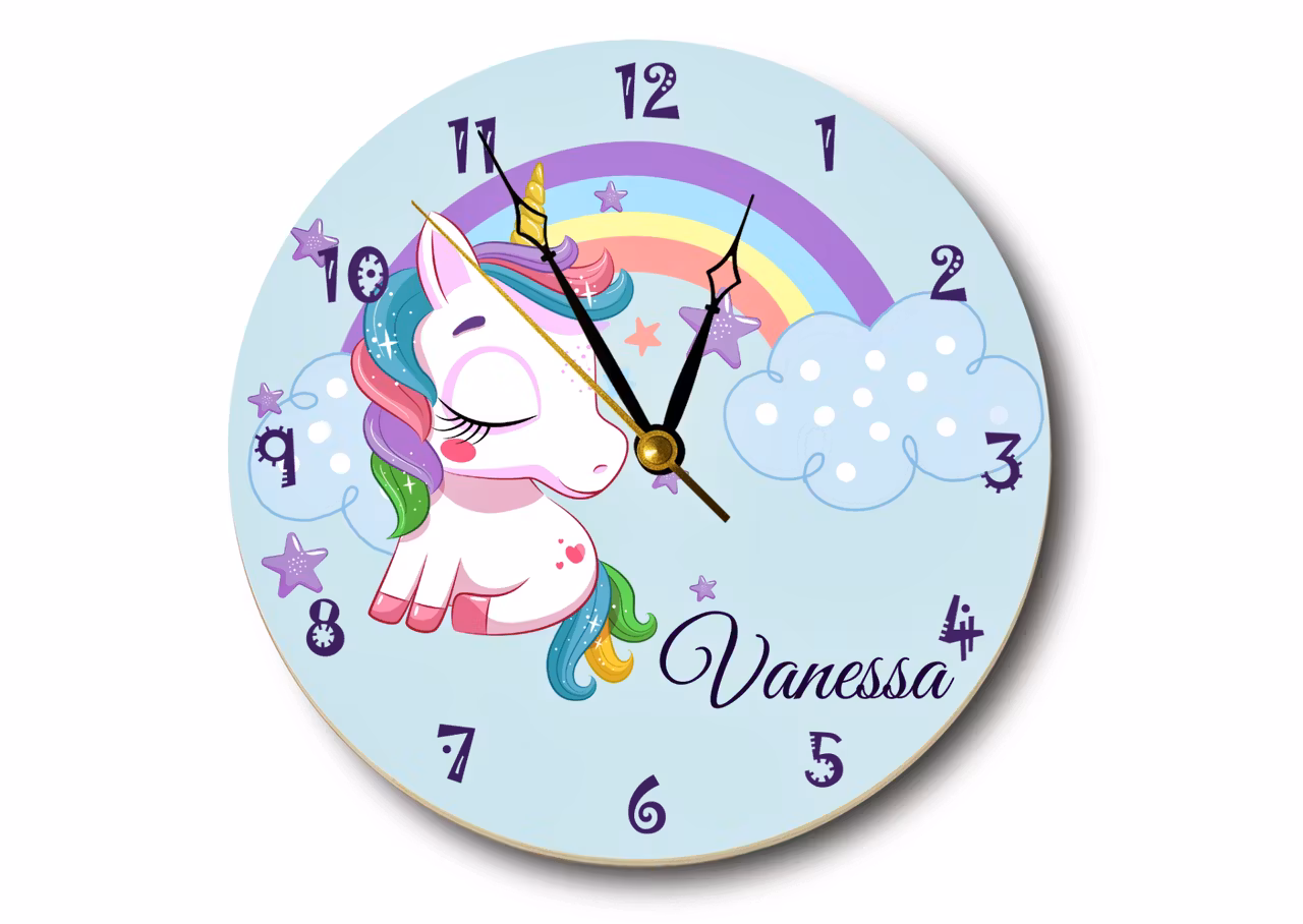 Väggklocka- barn - Unik Enhörning