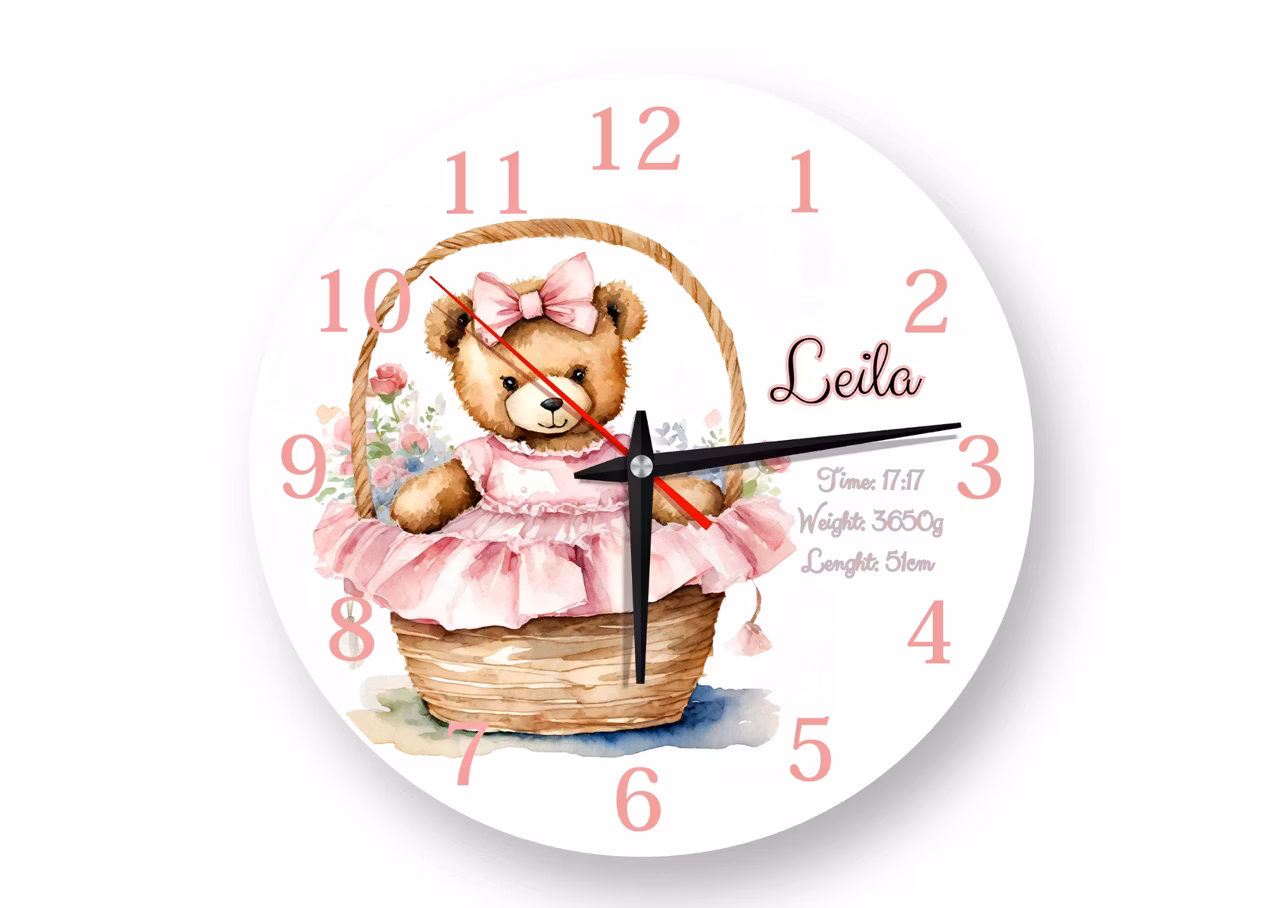 Väggklocka- barn -  Björn