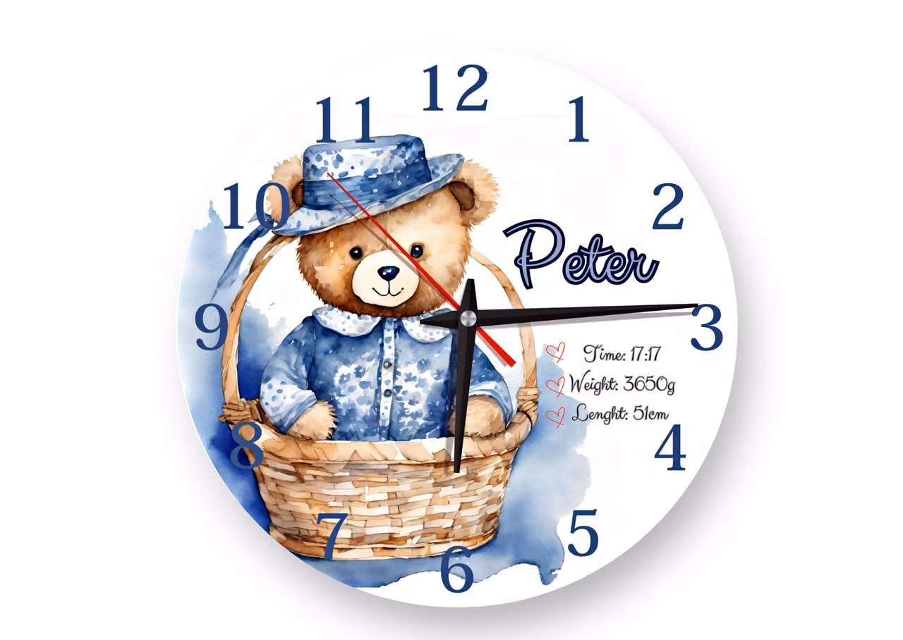 Väggklocka- barn -  Björn