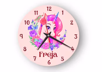 Väggklocka till barnrum - Magisk Enhörning