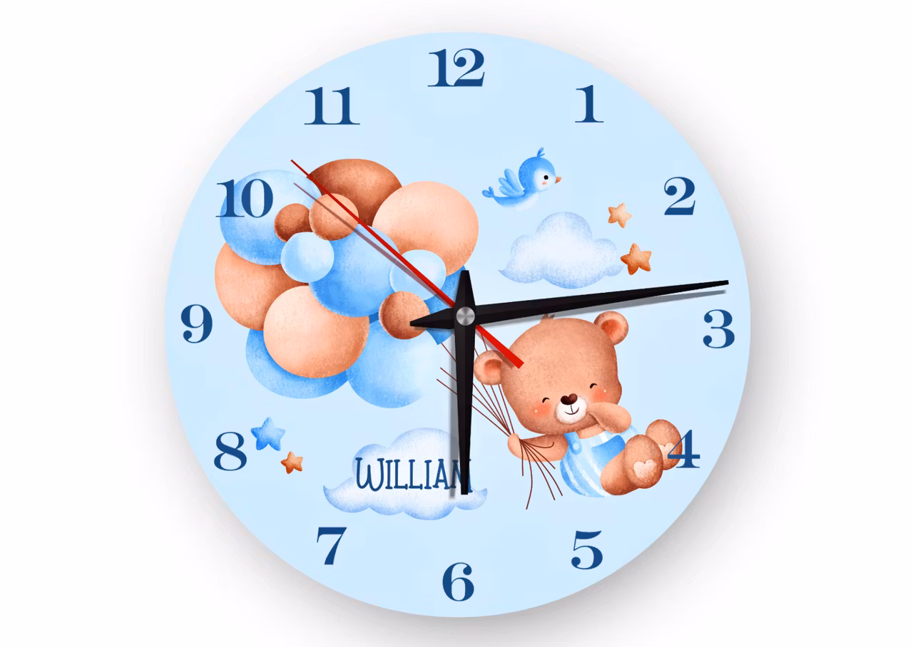 Väggklocka för barn - Nalle