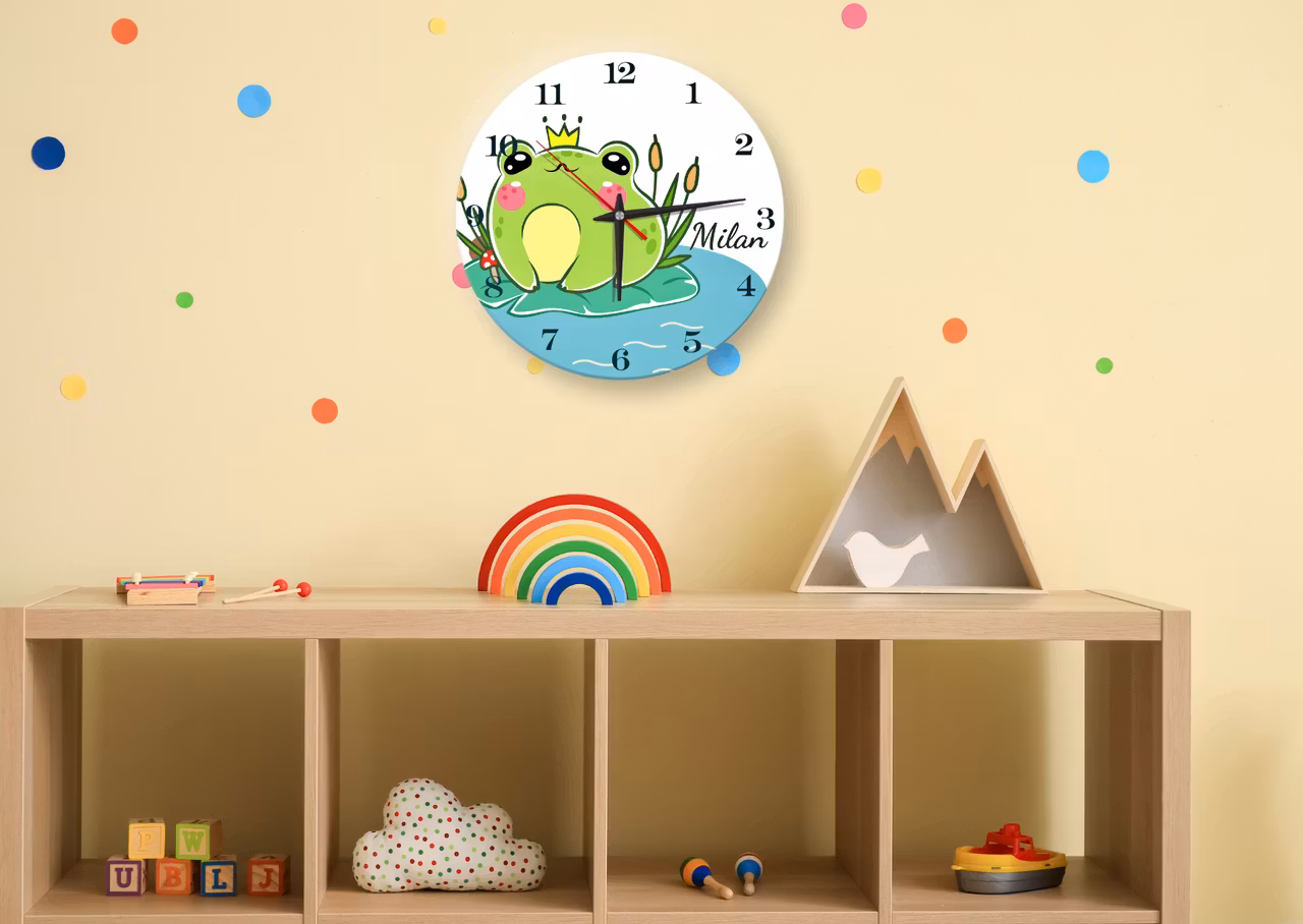Väggklocka för barn - Groda