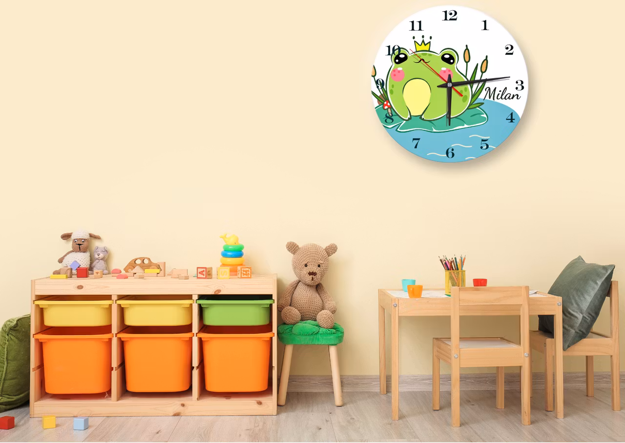 Väggklocka för barn - Groda