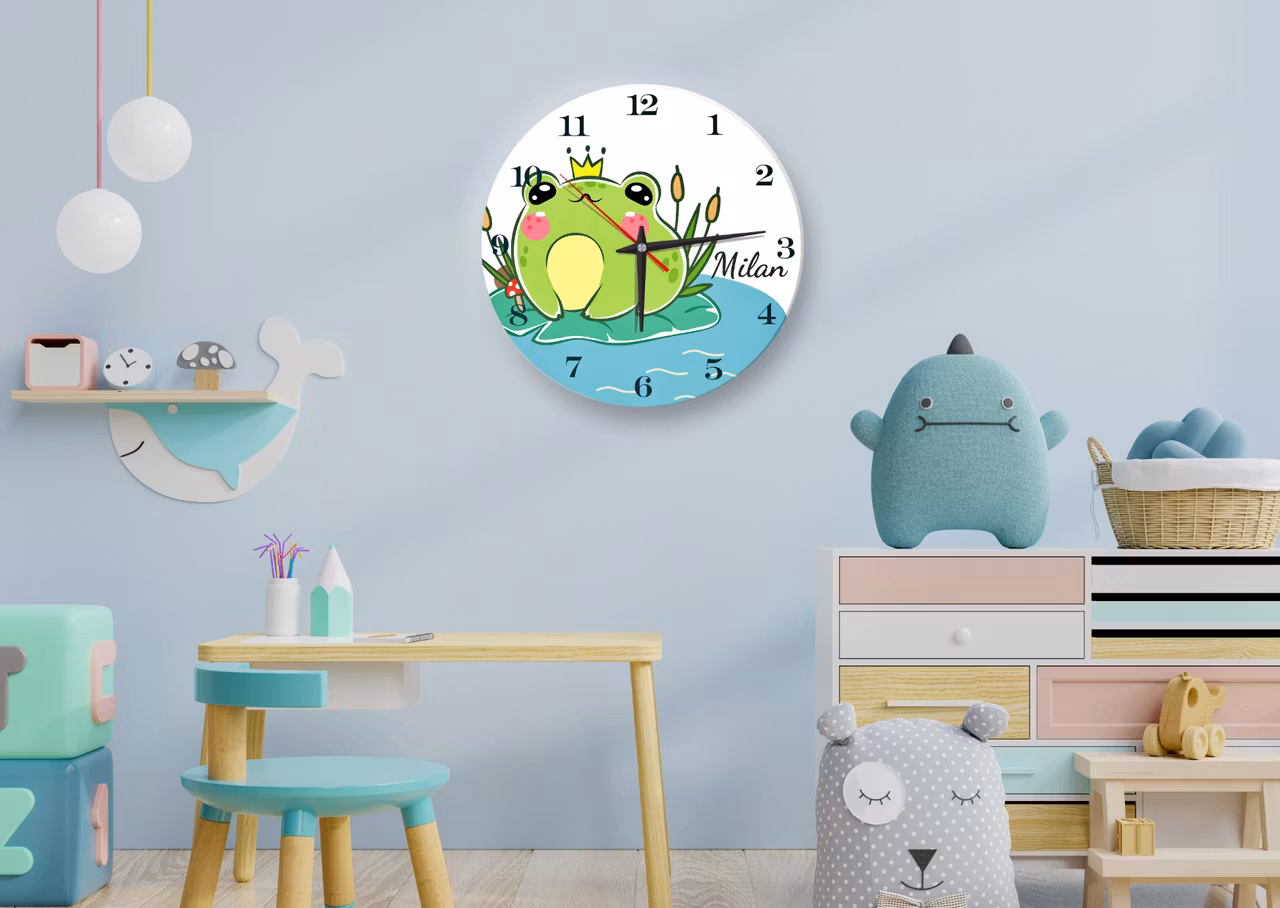 Väggklocka för barn - Groda